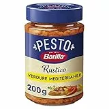 Barilla Sugo Pesto Rustico Mediterraneo, con Zucchine, Peperoni e Pomodori, Senza Glutine – 200 g