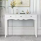 GIANTEX Tavolo Consolle, con 3 Cassetti, Console e Tavoli da Divano, Design Compatto e Stretto, Ingresso, Salotto, Salvaspazio e Moderno, Portata di 45 kg, 100x32x75 cm (Bianco)