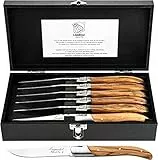 Laguiole Style de Vie Coltello da bistecca, Luxury Line, 6 pezzi, legno d'ulivo