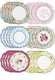 Talking Tables Set di 24 piatti di carta vintage con bordo smerlato, stoviglie usa e getta, ideali per compleanni o feste in giardino, tè pomeridiano, feste nascituro, matrimoni, multicolore