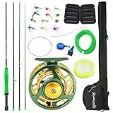 Sougayilang Kit di avviamento combinato per pesca a mosca standard, 5/6 peso 9' canna da mosca con manico in superpolimero, accessori, custodia da trasporto, custodia per Fly Box e mosche da pesca