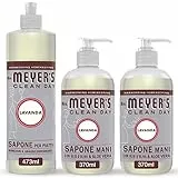 MRS MEYER'S CLEAN DAY 1 Detersivo Piatti + 2 Sapone Liquido Mani, Fragranza Lavanda con Oli essenziali