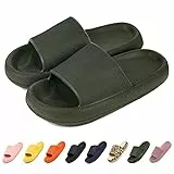 Geweo Ciabatte Nuvola Donna Estive Ciabatte Gomma EVA Uomo Pantofole Antiscivolo Infradito da Casa Bagno Super Morbida Comode Slippers Mare Piscina Doccia Suola Spessa Sandalo, Verde Oliva 44-45 EU
