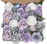 Msrlassn Fiori Artificiali combinazione Finti Rose peonie Fiori Fiori seta per DIY Matrimoni Mazzi Nuziale Festa Casa Decorazioni (viola bosco)