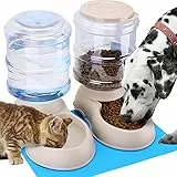 Animali Domestici Cani Gatti Automatico Waterer e Cibo Feeder con Tappetini sottociotola 1 Dispenser di Acqua e 1 Pet Alimentatore Automatico per Animali domestici di piccola e media 3.8L*2