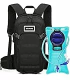 Arvano Zaino Bicicletta Idratazione Zaino Mtb con sacca idrica 2l, Portacasco, Comfort 16L Zaino Acqua Piccolo Zainetto Sport per Sci Moto Escursionismo Ciclismo Bici Mountain Bike Enduro Uomo Donna