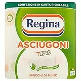 Regina Wish Carta Cucina | Confezione da 2 Rotoli | 150 strappi per rotolo* | Fogli a misura di mano, scegli quanto basta e sprechi di meno | Carta 100% certificata FSC