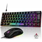 ZIYOU LANG USB C Red Switch Tastiera da Gaming con Illuminazione Chroma RGB, Game Keyboard and Mouse, Tasti Multimediali, Ergonomico, Mouse a nido d'ape 6400 DPI, per PS4, PS5, Xbox, PC, MAC-Nero