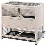 Ferplast Conigliera COTTAGE in legno FSC, Gabbia per conigli, Due piani spaziosi, Accessori inclusi, 107,5 x 61,5 x h 102 cm