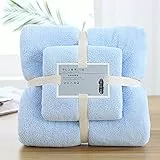 Qyjhska Set Asciugamani,Asciugamani da Bagno,Asciugamano da Bagno Grande 70x140cm,Salviette Piccole 35x75 cm,Asciugamani Viso-Mani in Microfibra in Pile di Corallo,Asciugamani da Bagno (blu)