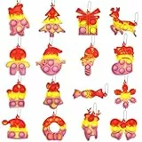 16 Pezzi Natale Mini Pop Portachiavi Fidget Toy,Decorazione Natalizia,Ornamenti per l'albero di Natale,Mini Push Pop,Mini Silicone Sensoriale Toy,Gadget per compleanno molto apprezzato