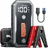 BuTure 5000A Booster Avviamento Auto 12V Avviatore Emergenza per Auto (Motori a Gas o 10.0L Diesel) Starter Batteria Auto Portatile con Cavi Batteria Auto Prolungsti, Grande Display, 160W CC, LED