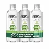 Omia Non Sapone Eco Bio con Aloe Vera del Salento, Ricarica di Sapone Liquido per le Mani e per il Viso, Azione Idratante - Confezione da 3 Pezzi, Flaconi da 750 ml - Esclusiva Amazon