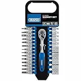 Draper 16370 - Set di chiavi a bussola metriche con attacco quadro da 1/4', 27 pezzi