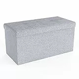 INTIRILIFE Pouf Pieghevole 76x38x38 cm in Bianco Come LA Neve - Cubo Sedile con vano portaoggetti e Rivestimento in Tessuto con cavità - Cubo Sedile Contenitore poggiapiedi Contenitore Pouf pettorale