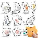 Formine per Biscotti Gatti, Tagliabiscotti Gatti Acciaio Inossidabile, 9 Pezzi Stampo Biscotti Gatti, DIY Stampo Keksausstecher Gatti, Formine Biscotti Animali Decorazioni, per Feste di Bambini