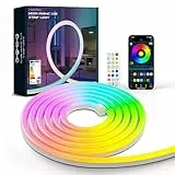 CHACOKO 10M RGB con IC Neon Striscia LED, Effetto Arcobaleno, 84 LED/Metro, 840 LED, LED IP65 Impermeabile Silicone, APP e Telecomando, Sincronizzazione Musicale, per Casa, Stanza, Giardino, Festa