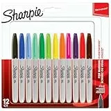 Sharpie Pennarelli Indelebili, Punta Fine, Confezione da 12, Colori Divertenti Assortiti