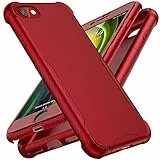 ORETECH Compatibile con Cover iPhone SE 2022, Cover iPhone SE 2020/8/ 7,con [2 X Pellicola Protettiva Vetro Temperato] 2 in 1 Ultra Sottile Antiurto Rigida PC + TPU Silicone Protettiva Cover - Rosso