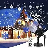 Proiettore Luci Natale con Fiocco di Neve, Proiettore Natale Esterno ed Interno IP65 con Telecomando,Decorazioni Natalizie per la Casa,Adatto per Natale,Compleanno, Capodanno