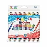 Carioca BI-COLOR |43031 - Matite in Legno Triangolari, Doppio Colore, 24 pezzi