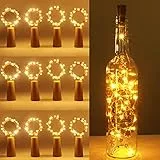 kolpop (12 pezzi) Luci per Bottiglia, Tappi LED a Batteria per Bottiglie, Filo di Rame Led Decorative Stringa Luci da Interni e Esterni per Festa, Giardino, Natalizie, Matrimonio (Bianco Caldo)