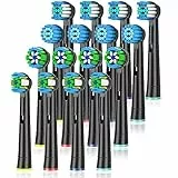 Qitizu Testine Compatibile con Braun Oral b Spazzolini Elettrici, Testine di Ricambio per Oral-B Include 4 Floss, 4 Precision, 4 Sensitive e 4 Efficient -16 Nero