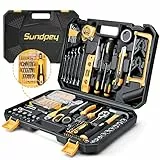 Sundpey Cassetta Attrezzi Completa 257-PCS Set Attrezzi Lavoro - Valigia Attrezzi Completa con Set Bussola Cacciavite Precisione Set Chiavi Compreso Cricchetto Martello Metro Set Viti, Giallo