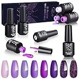 Creamify Smalto Semipermanente - 8PCS Smalto gel Soak Off Nail Polish Manicure UV LED Gel Smalto per unghie Nail Art Kit 8ml(Serie paese delle meraviglie magico viola)