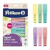 Pelikan Signal Pastel, Evidenziatori Pastello Colori Assortiti, a Base d'Acqua, Lavabili, Idonei al Contatto con la Pelle, 3 Larghezze di Tratto, Pacco da 6 Pezzi