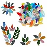 Belle Vous Tessere Mosaico a Petali in Vetro (100 Pezzi) - Colori Misti con Dimensioni Assortite - Mosaico Piastrelle a Foglia Colorate Tagliate a Mano per Fai-da-te e Decorazioni per la Casa
