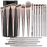 BS-MALL - Set di 18 pennelli da trucco sintetici per fondotinta, correttori, ombretti, fard, pennelli per trucco, champagne, oro, con custodia in carta nera