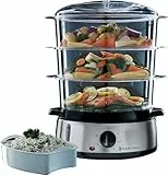 Russell Hobbs Vaporiera, Multicottura, 800 W, 9 Litri, 3 vaschette scompartimenti, Acciaio Inossidabile, 19270-56