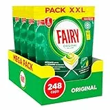 Fairy Detersivo Pastiglie Lavastoviglie, Brillantante, 248 Capsule Lavastoviglie, Original Limone, Azione Pulente Al Primo Lavaggio, Efficace Sul Grasso Incrostato Con Azione Brillante
