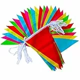 80 Metri 150 Bandierine Triangolo Colorate Feste Striscione Bandiere Tessuto Ghirlanda Appesa Decorazioni per Carnevali Scuola Patio Piscina Campeggio Compleanno Matrimonio Natalizie Interni Esterni