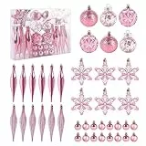 Decorazioni per l'albero di Natale 40 pezzi di ornamenti per palle di Natale rosa glitterate infrangibili per l'albero di Natale e la festa di nozze.