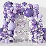 Arco Palloncini Viola YHmall 145 Pezzi Kit Ghirlanda Palloncino Viola Decorazioni Compleanno Ragazze 12 Pezzi Adesivo Farfalla Viola Argento Palloncini per Baby Shower Matrimonio Decorazione Festa