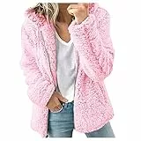 Nidddiv Giacche in pile ispessito per le donne UK Cappotti invernali termici con cappuccio casual sciolto tenere caldo felpe con cappuccio con tasche Zip Up Drop Shouder maglioni soprabito ampio tinta