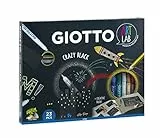 GIOTTO - Art Lab: Crazy Black - Kit Creativo per Disegno - 1 Album Giotto Kids Carta Nera + 6 Pennarelli Giotto Decor Material + 2 Pennarelli Giotto Decor Metal Oro e Argento + 5 Colle Giotto Glitter