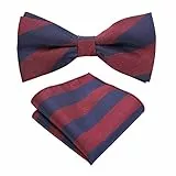 BomGuard Fazzoletto per papillon da uomo, blu scuro a righe rosse