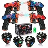 VATOS Mini Laser Tag Game Guns Set, infrarossi per Bambini con distintivi 4 Pack, 4 Giocatori Indoor Outdoor attività di Gruppo Giocattolo per Ragazzi età 4 5 6 7
