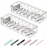MINISOISO 2 Pezzi Scatola di Immagazzinaggio per Cavi Dati,Scatola Organizer per Cavi Usb,Organizzatore di Cavi con 24 Fascette,16 Scomparti,per Famiglia，Iscrivania, Ufficio.