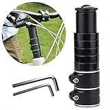 DESON Attacco Manubrio Bici, Stelo di Rialzo Manubrio MTB Universale per Alzare l'altezza del Telaio dell'attacco Max a 10cm, Altezza Regolabile, Nero - 3A Generazione