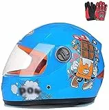 ZJRA Casco Motocross per I Bambini, Casco del Motociclo per I Bambini, Ragazzi E Ragazze, di Stile del Fumetto metà del Casco, Sport Outdoor, Visiera per 3-8 Anni I Bambini,Blu