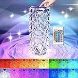 Lampada da Tavolo Cristallo, Acrilica Lampada da Comodino, Lampada da Tavolo Senza Fili Ricaricabile, Lampada Touch RGB 16 Colori , Abat Jour da Comodino, Decorazioni Natalizie per Bar, Regali Natale