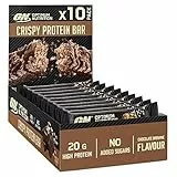 Optimum Nutrition Crispy Protein Bars, Barrette Proteiche Senza Zuccheri Aggiunti, Snack Sportivo per Uomo e Donna, Pre o Post-Allenamento, Gusto Brownie al Cioccolato, 10 x 65g