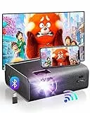 Ultimea Proyector, WiFi Proiettore Bluetooth, 8000L Videoproiettore, Superficie in Pelle, 1080p & 200'' Video Supporto Proiettore Portatile, Compatible con TV Stick/HDMI/Telefono/PC/VGA/USB/SD