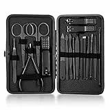 Tagliaunghie Set Professionale e Pedicure, Grooming Kit Strumenti per Manicure in Acciaio Inox 18 pezzi per viaggi o Casa