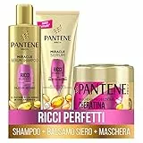 Pantene Pro-V Miracles Ricci Perfetti Set Regalo Per Capelli : 1x Shampoo 250ml, 1x Balsamo Siero 200ml, 1x Maschera 300ml, Trasforma Ricci Ribelli In Ricci Lumiosi Ed Elastici