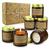 Candele Profumate Set di 6 Pezzi in Vetro 3,5 Oz Cera di Soia Profumo di Rosa Teak e Fico per la Casa Aromaterapia per lei, Compleanno Regalo per Mamma o Donna San Valentino Durata Fino a 120 Ore